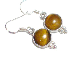 Silver Earrings | Womens Sterling Tigers Eye Petite Drop Earrings | Discount Overstock Jewelry online only at  Blingschlingers.com