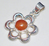 Silver Pendants | Sterling Orange Carnelian Stone Flower Pendant | Discount Overstock Jewelry website Blingschlingers Jewelry