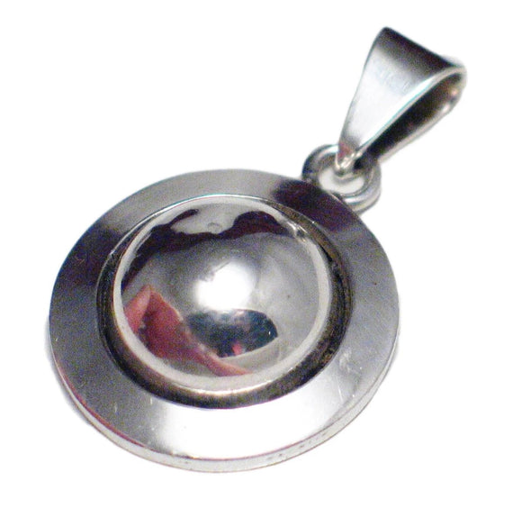 Used Jewelry Pendant | Mens Womens Sterling Silver Modern Feng-Shui Dome Halo Pendant