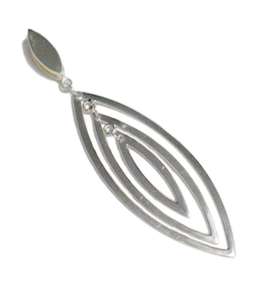 Sterling Silver Pendant, Womens Modernist Style Graduating Marquise Design Pendant
