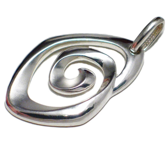 Pendant, Sterling Silver Big Modernist Spiral Design Pendant
