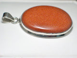 Silver Pendants | Large Sterling Shimmery Goldstone Stone Pendant | Discount Fine Jewelry Blingschlingers Jewelry