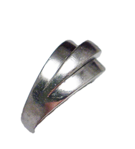 Sterling Silver Band, Size 7.25 11mm Wide Pre-owned Modernist Style Ring
