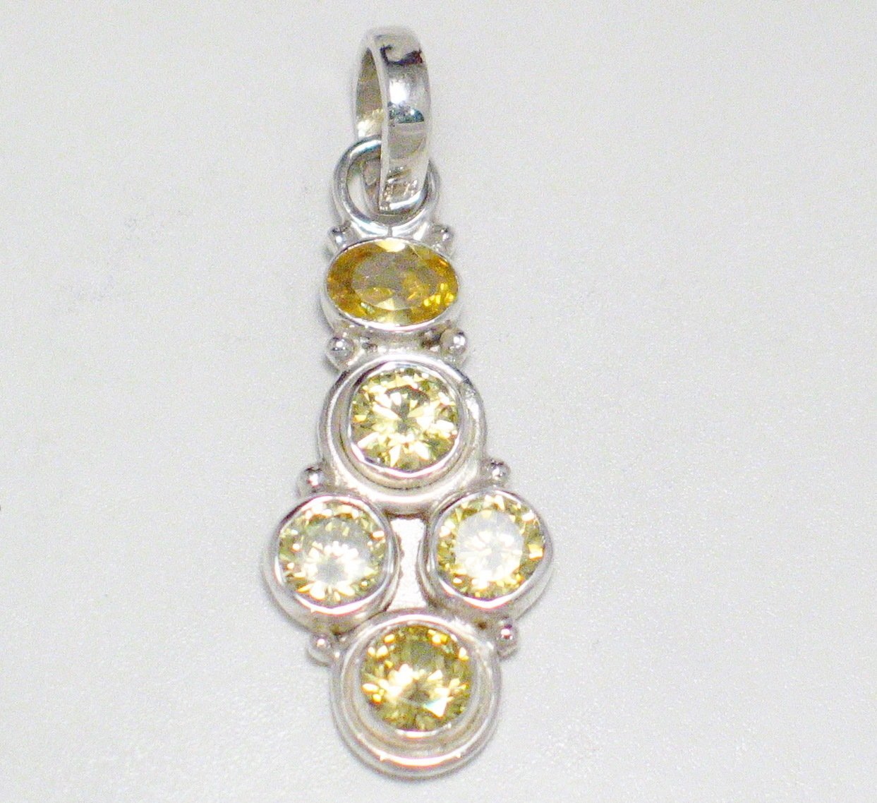 Stone Pendant, Sterling Silver Mixed Canary Yellow Cz Cluster Pendant