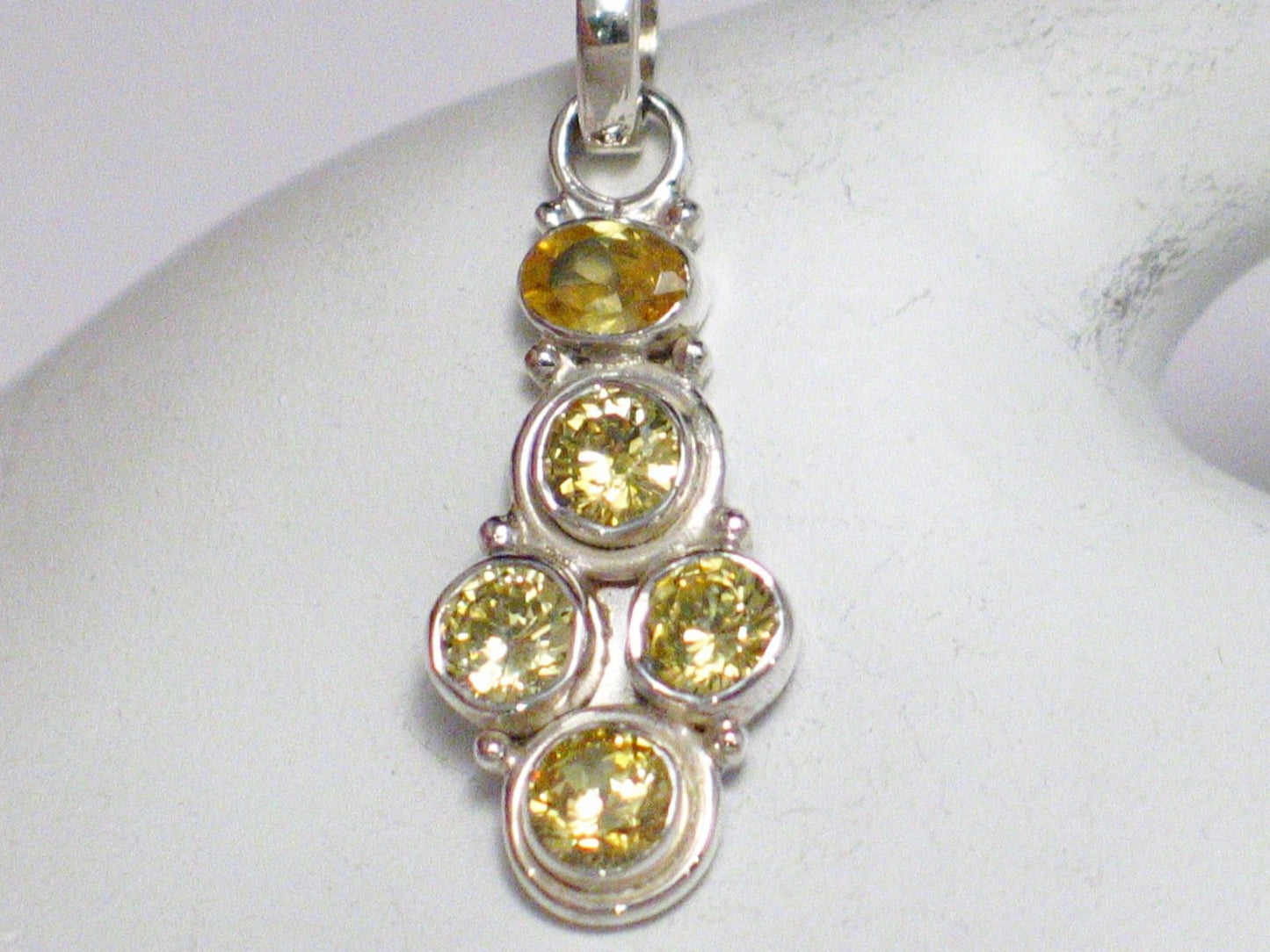 Stone Pendant, Sterling Silver Mixed Canary Yellow Cz Cluster Pendant