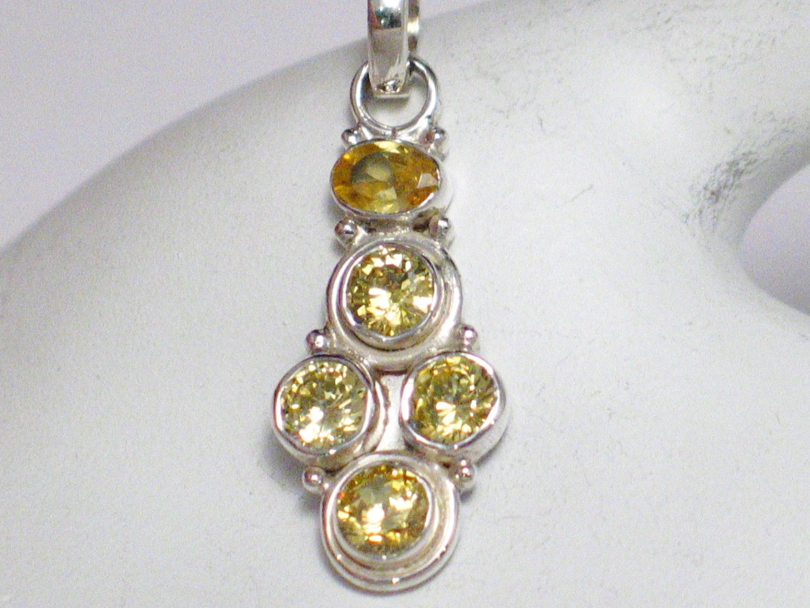 Stone Pendant, Sterling Silver Mixed Canary Yellow Cz Cluster Pendant