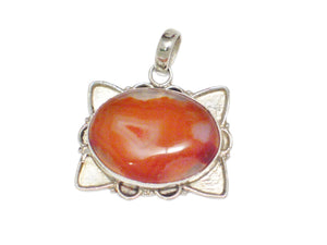 Carnelian Pendant Sterling Silver Unique Matrix Oval cut - Blingschlingers Jewelry