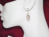 Dangle Earrings Sterling Silver Rose Quartz Stone Oval Cut Semi Ornate Style - Blingschlingers Jewelry