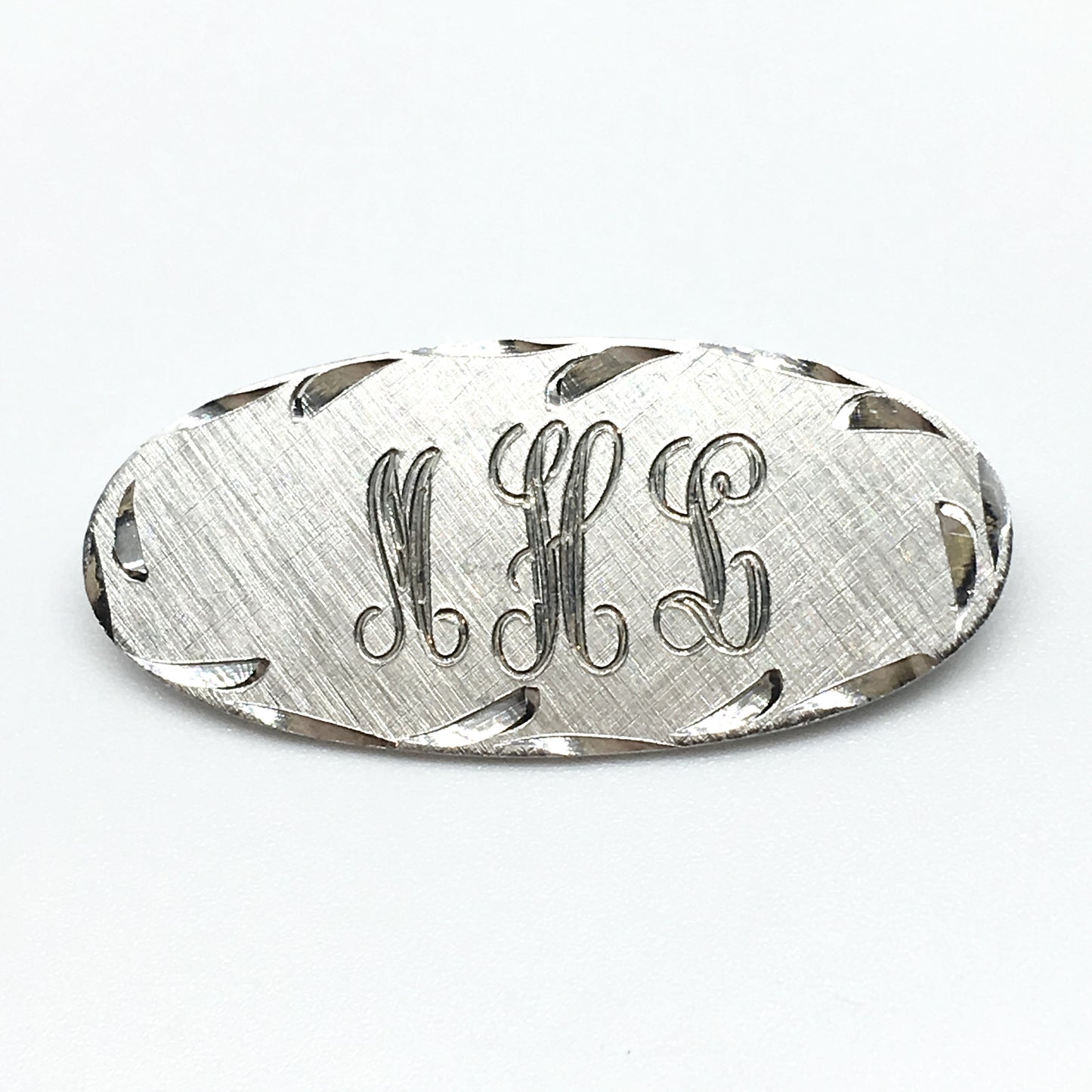 Vintage Jewelry | Men Women Sterling Silver Monogram MHL Oval Design Brooch / Lapel Pin