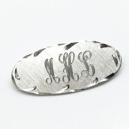 Vintage Jewelry | Men Women Sterling Silver Monogram MHL Oval Design Brooch / Lapel Pin