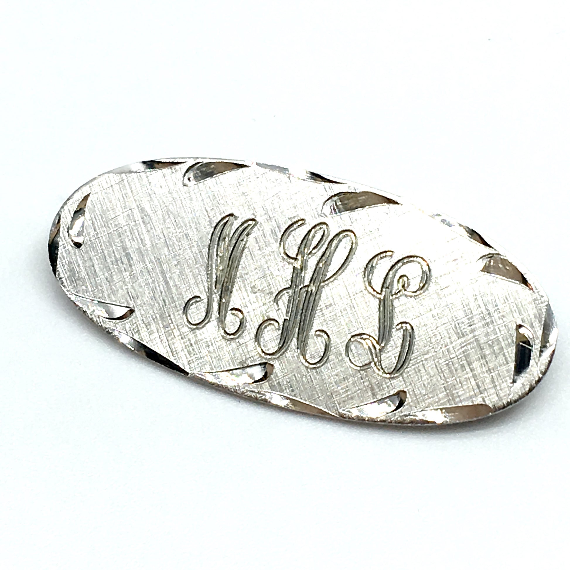 Vintage Jewelry | Men Women Sterling Silver Monogram MHL Oval Design Brooch / Lapel Pin  