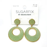 Overstock Fashion Jewelry | Gold Kiwi Green Druzy Off Center Circle Design Dangle Earrings 