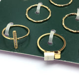 Womens Ring | 8 Assorted Gold Bar Wavy Style Slim Stacking Band Rings