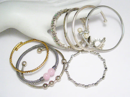 Bangle Bracelets | Costume Jewelry Lot | Wear Craft Repurpose Gold Silver Plated - Blingschlingers Jewelry