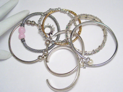 Bangle Bracelets | Costume Jewelry Lot | Wear Craft Repurpose Gold Silver Plated - Blingschlingers Jewelry