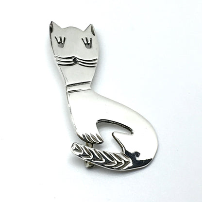 Sterling Silver Cat Brooch for Women | Blingschlingers Jewelry