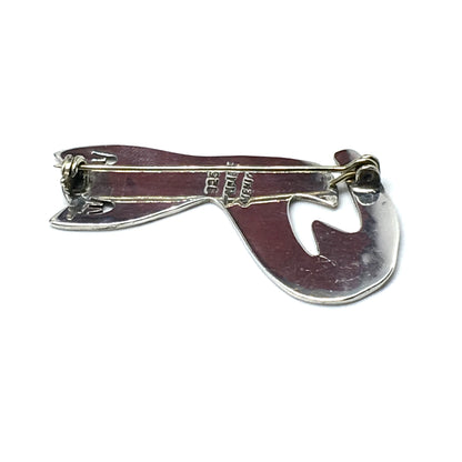 Vintage Sterling Silver Cat Brooch / Lapel Pin