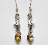 Silver Earrings | Sterling Citrine Stone Dangle Earrings | Womens Jewelry