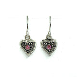 Jewelry | Girls Womens Silver Pink Crystal Small Heart Dangle Earrings