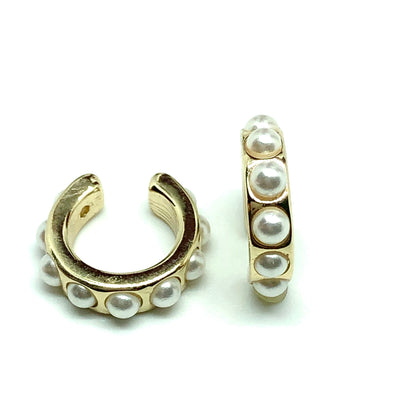 Body Jewelry | 3 Assorted 2 Gold Pearl Studded & 1 Sleek Plain Design Ear cuffs 