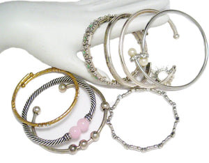 Bangle Bracelets | Costume Jewelry Lot | Wear Craft Repurpose Gold Silver Plated - Blingschlingers Jewelry