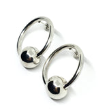 Earrings - 80s Power Jewelry - Sterling Silver Circle Hoop Design Drop Earrings - Blingschlingers.com USA