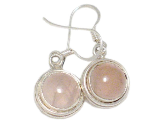 Dangle Earrings, Pink Natural Rose Quartz Stone Handcrafted Drop Style Earrings