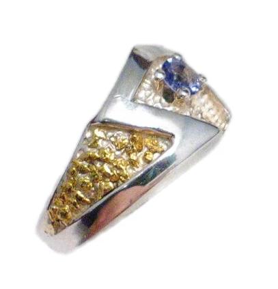 Ring | Gold Sterling Silver Zig Zag Design Purple Stone Ring 8.75 | Jewelry