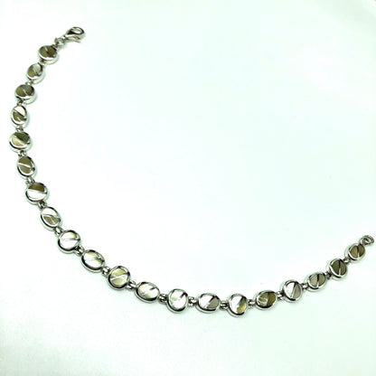 Jewelry Womens - 7.5" Sterling Silver Oval Pearl Slim Tennis Bracelet