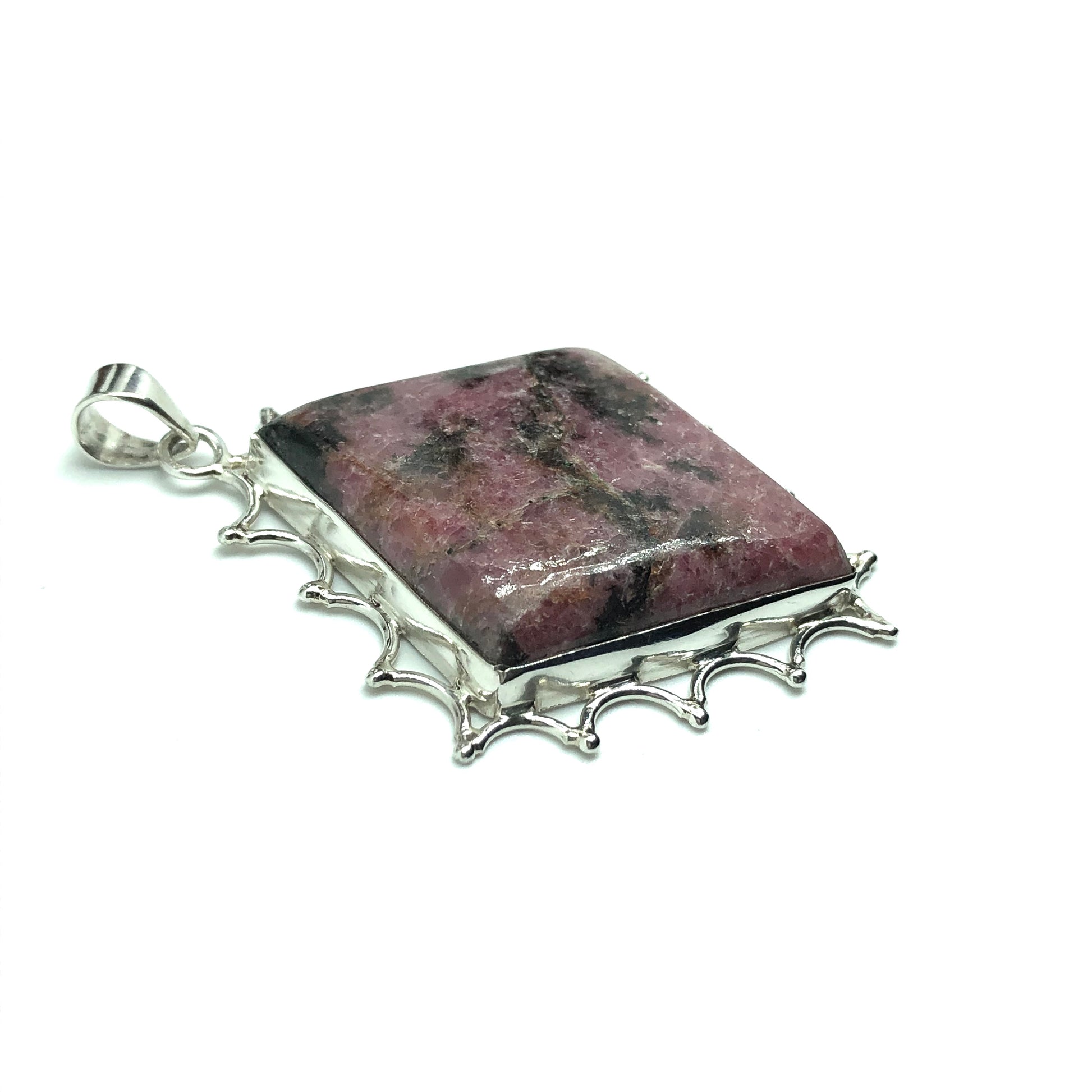 Jewelry Pendant | Big Sterling Silver Diamond Design Rhodonite Stone Pendant -  Blingschlingers Jewelry Online