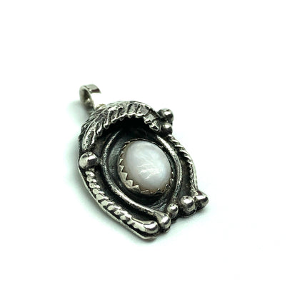 Vintage Jewelry | Sterling Silver Abstract Eskimo Art Design Pearl Pendant