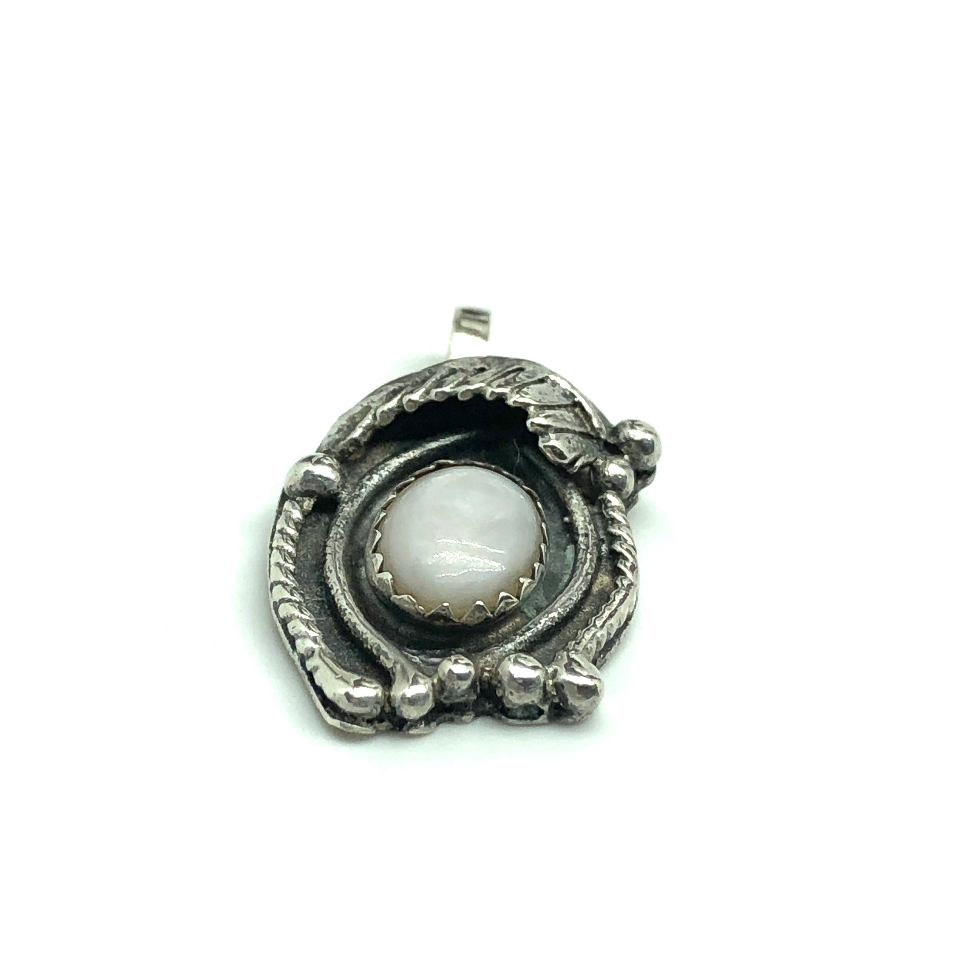 Vintage Jewelry | Sterling Silver Abstract Eskimo Art Design Pearl Pendant