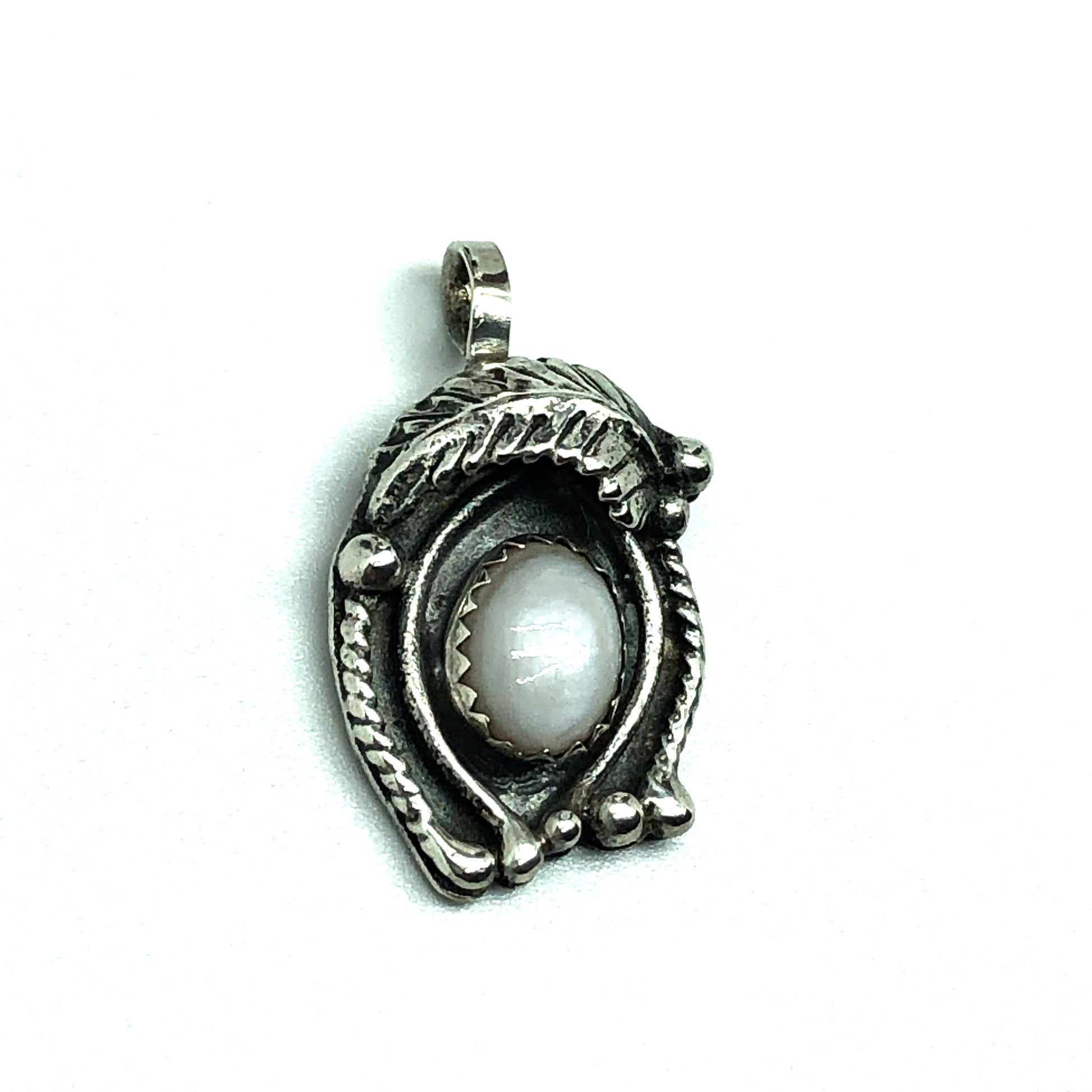 Vintage Jewelry | Sterling Silver Abstract Eskimo Art Design Pearl Pendant - Blingschlingers Jewelry
