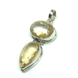 Jewelry used | Sterling Silver Canary Yellow Quartz Big Stone Pendant