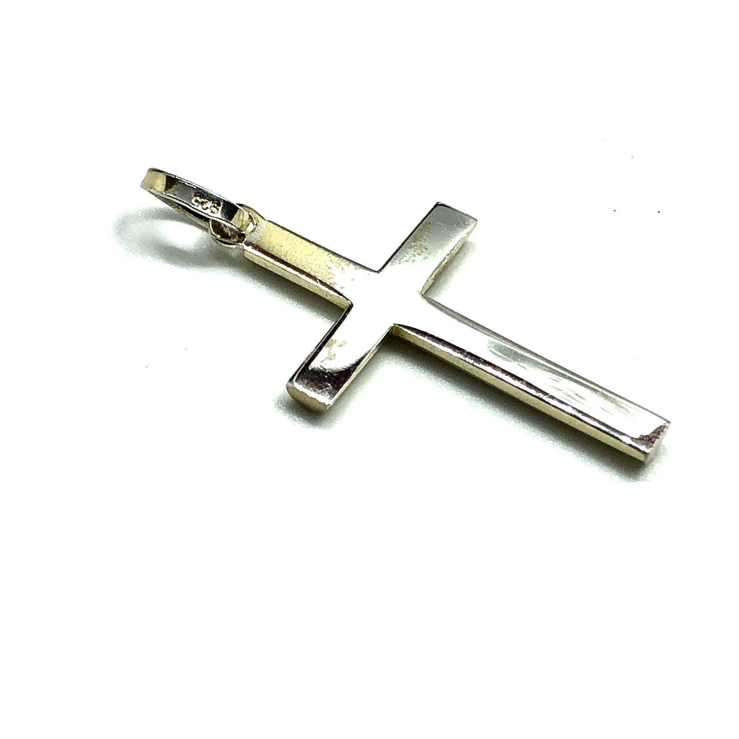 Vintage Traditional Style Plain Gold Sterling Silver Cross Pendant