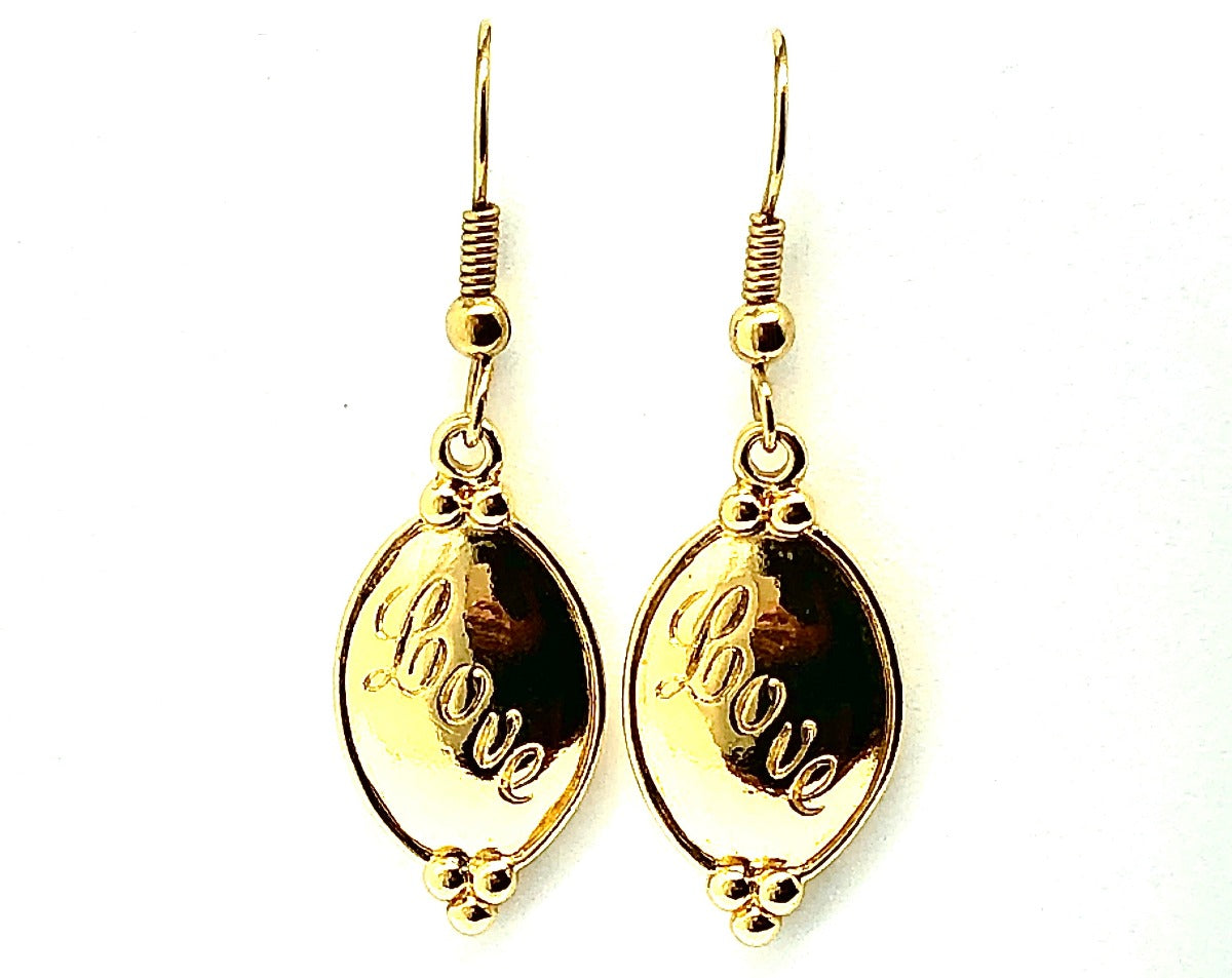 Blingschlingers - Dangle Earrings Womens Avon Designer Gold Love Inspired Oval Drop