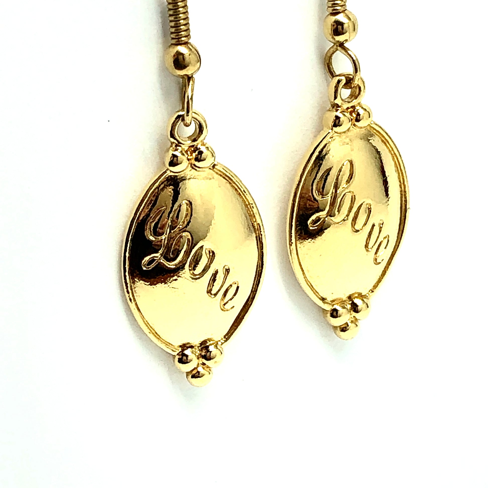 Estate Jewelry | LOVE Inspired Gold Dangle Earrings | AVON Jewelry