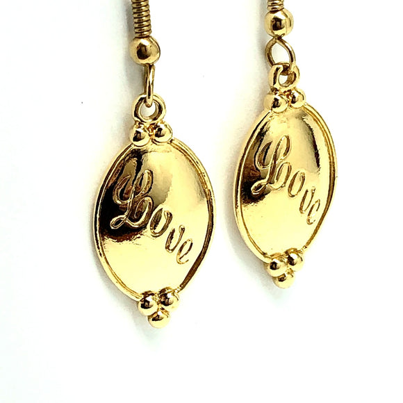 Best Priced Estate Jewelry website online at Blingschlingers.com | LOVE Inspired Gold Dangle Earrings | AVON Jewelry