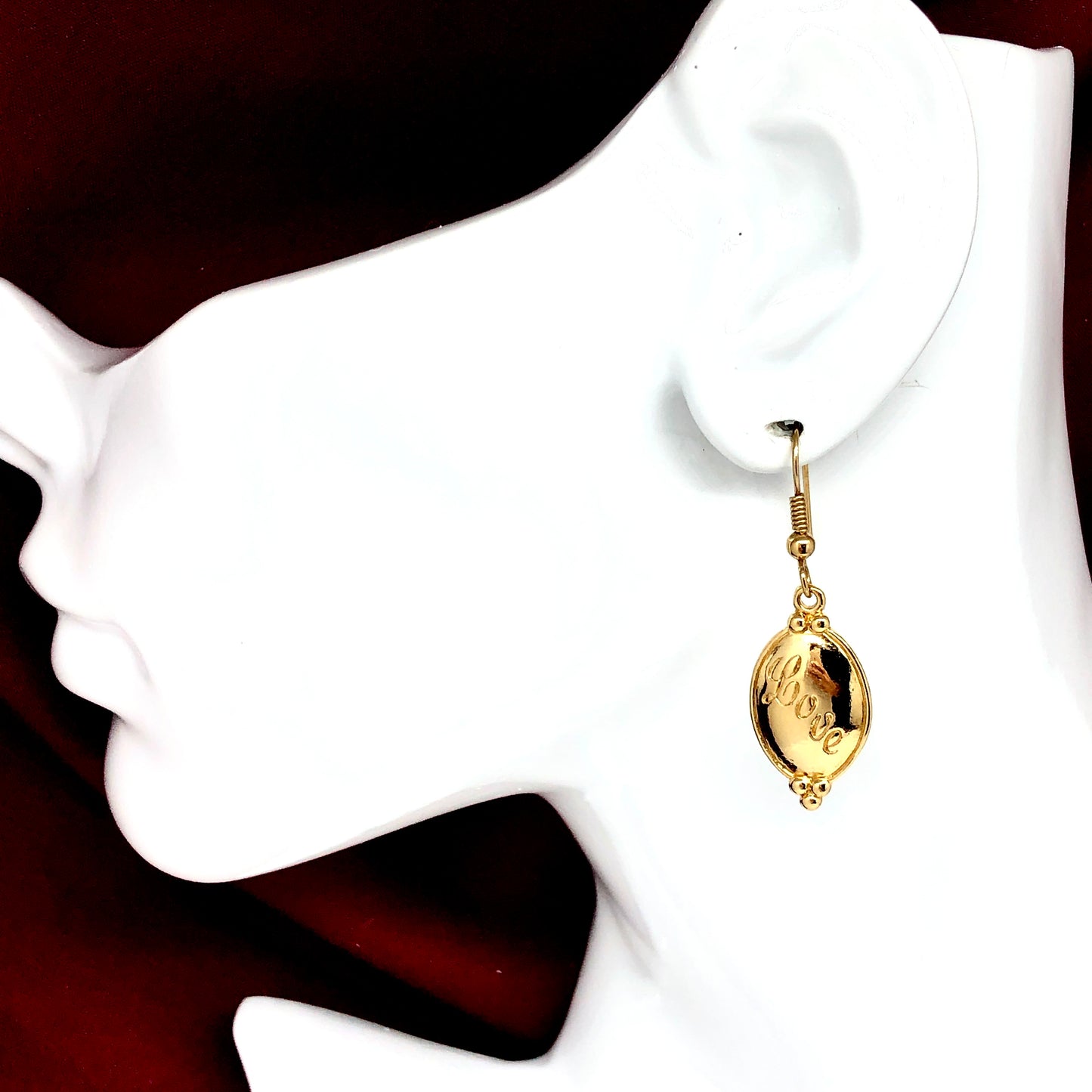 Estate Jewelry | LOVE Inspired Gold Dangle Earrings | AVON Jewelry