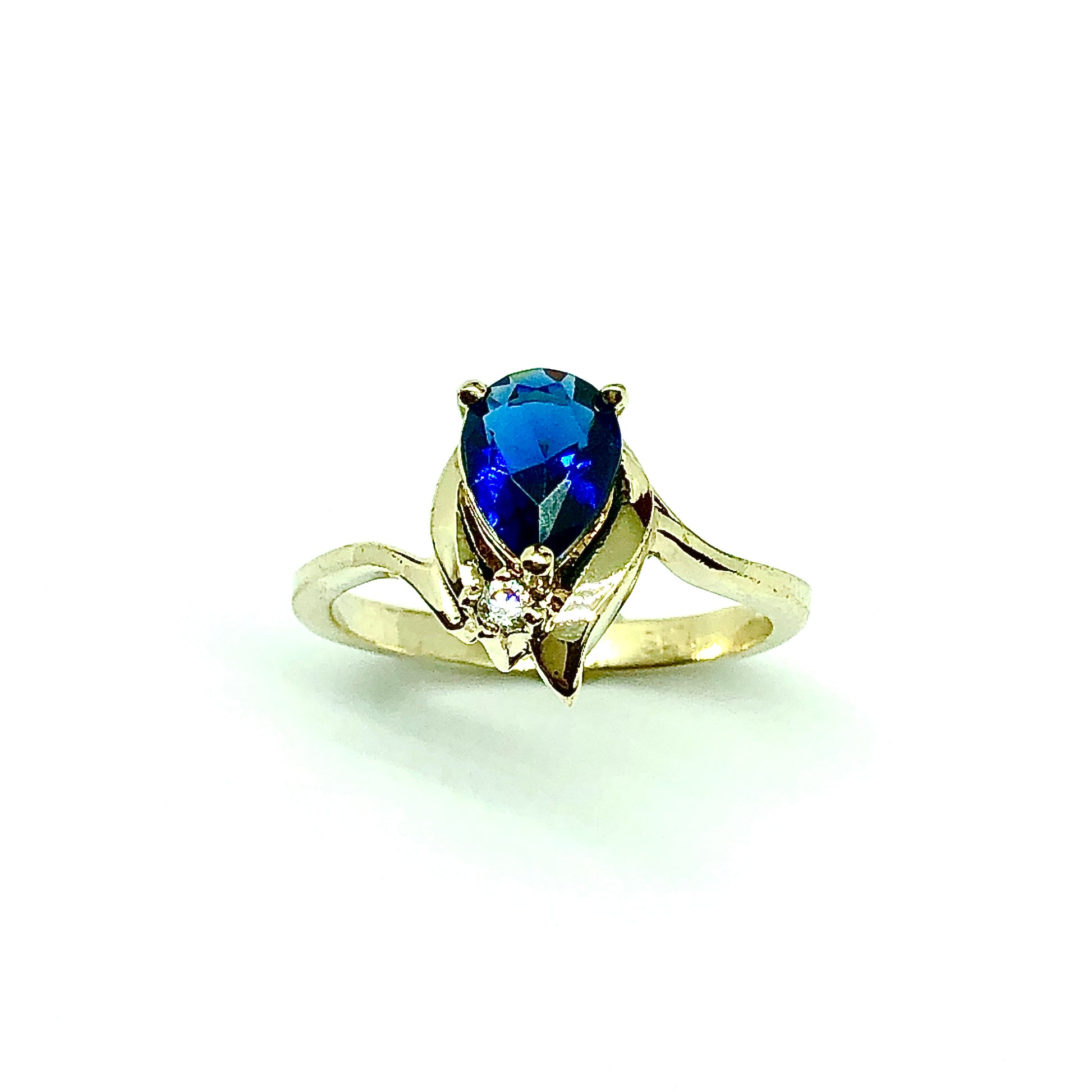 Discount Estate Fashion Jewelry | 7.5 Sapphire Blue Gold Chevron Style Ring