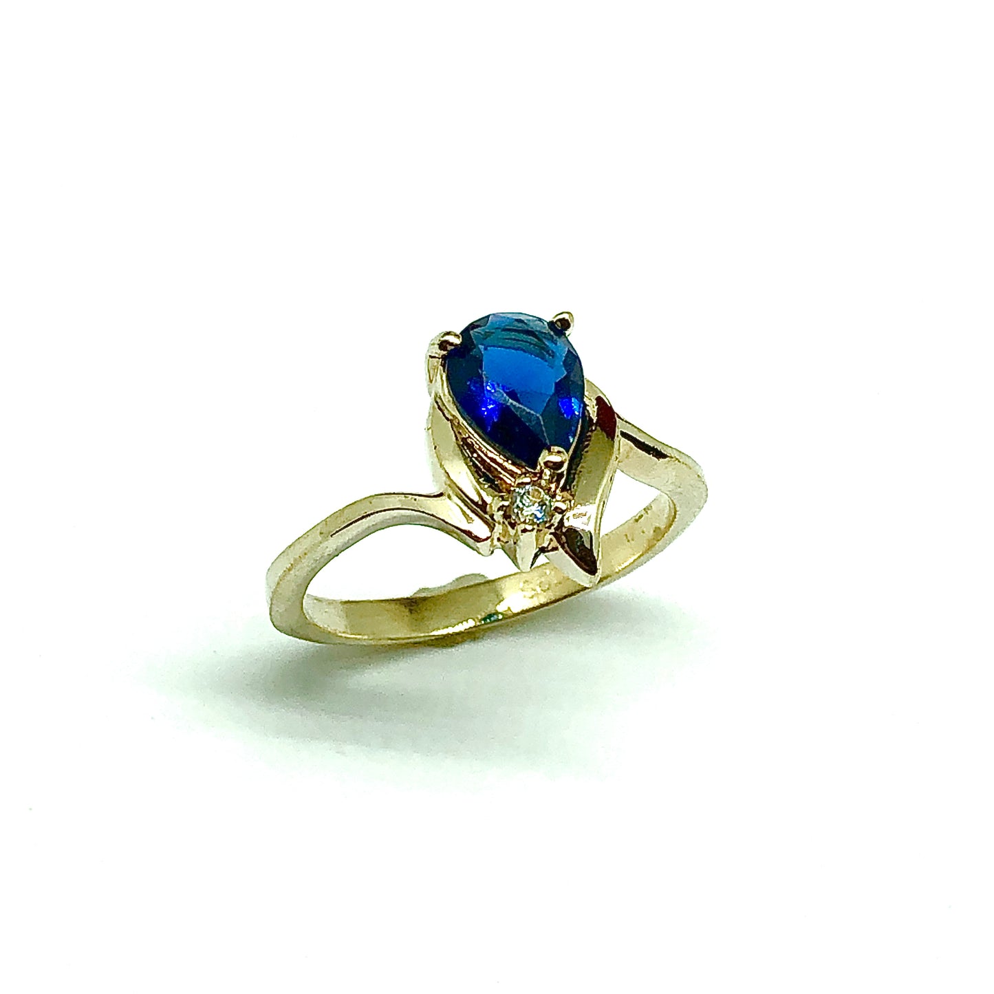 Discount Estate Fashion Jewelry | 7.5 Sapphire Blue Gold Chevron Style Ring | September Sapphire Blue Birthstone Ring