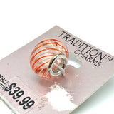 Jewelry | Womens Sterling Silver Fiery Orange Peppermint Pinstripe European Style Bead Charm