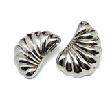 Silver Earrings | 80s Bold Sterling Silver Ribbed Wing Design Earrings | Best Estate Jewelry website online at Blingschlingers.com