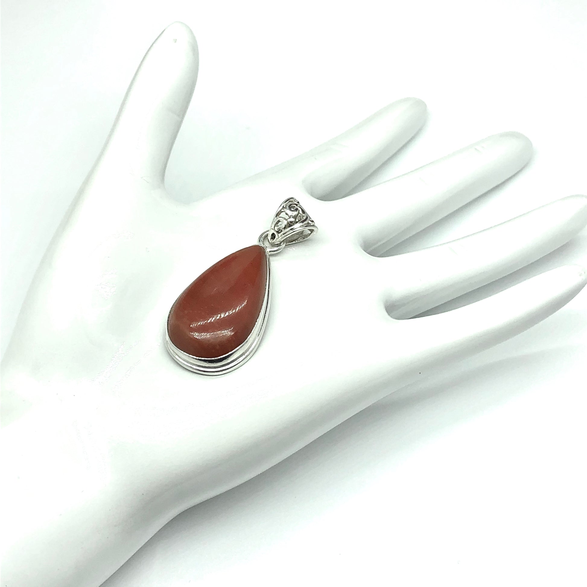 Jewelry | Mens Womens Sterling Silver Captivating Red Jasper Teardrop Pendant