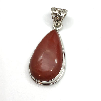 Jewelry | Mens Womens Sterling Silver Captivating Red Jasper Teardrop Pendant - Blingschlingers Jewelry Online