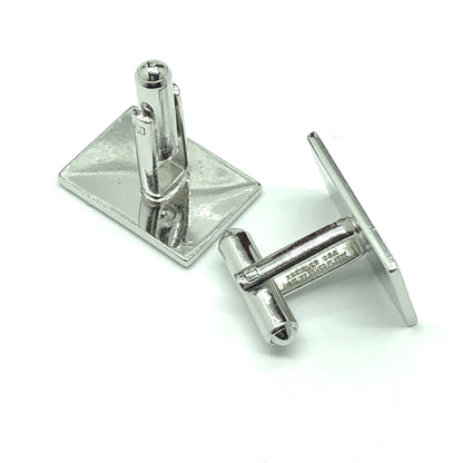 Vintage Jewelry | Mens Vintage Rectangle Monogram H Scrolling Quill Design Silver Cufflinks