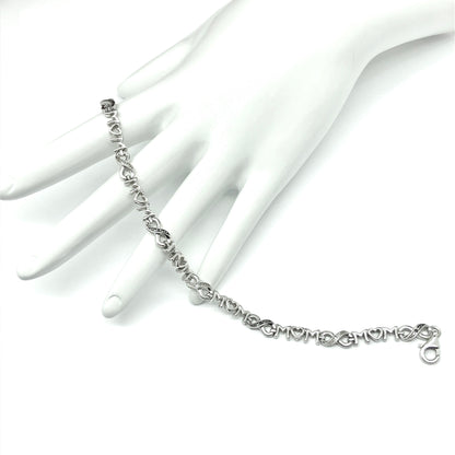 Jewelry Pre-owned | Womens Sterling Silver Black White Diamond Mom Tennis Bracelet - Blingschlingers Jewelry