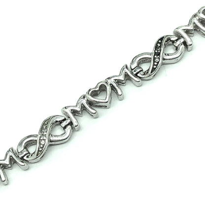Jewelry Pre-owned | Womens Sterling Silver Black White Diamond Mom Tennis Bracelet