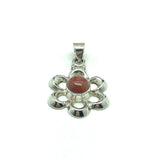 Jewelry Pendant | Mens Womens Sterling Silver Burnt Orange Carnelian Stone Flower Pendant - Blingschlingers Jewelry
