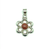 Jewelry Pendant | Mens Womens Sterling Silver Burnt Orange Carnelian Stone Flower Pendant